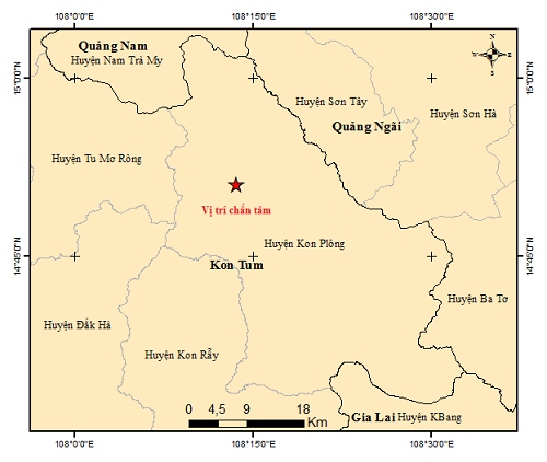 Lại xảy ra động đất ở Kon Plông, tỉnh Kon Tum