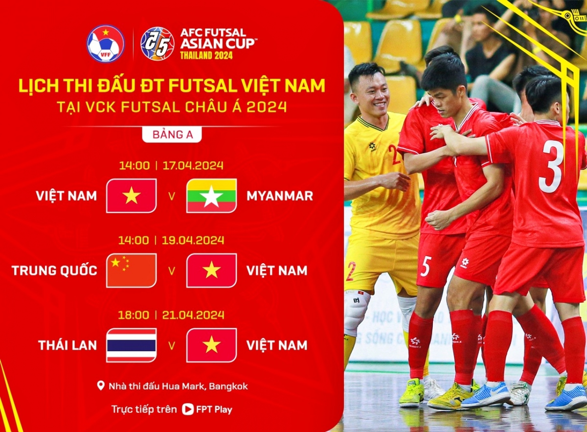 Lịch thi đấu của ĐT Futsal Việt Nam tại VCK Futsal châu Á 2024