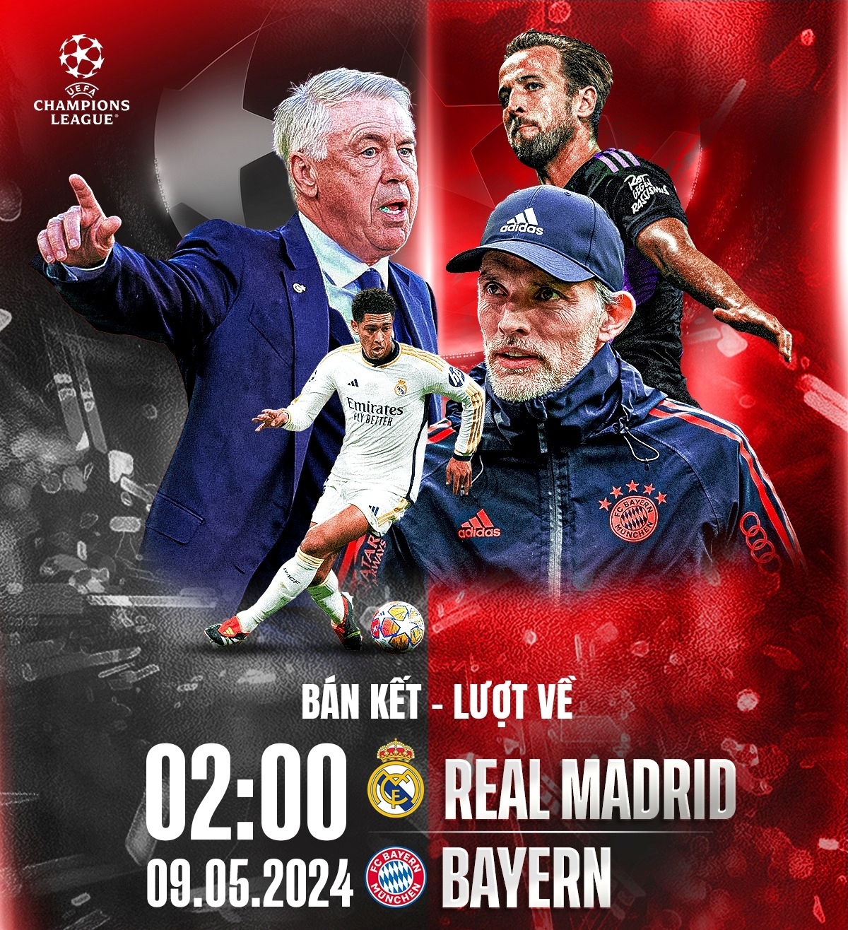 Lịch thi đấu và trực tiếp bóng đá hôm nay 8/5: Real Madrid đại chiến Bayern