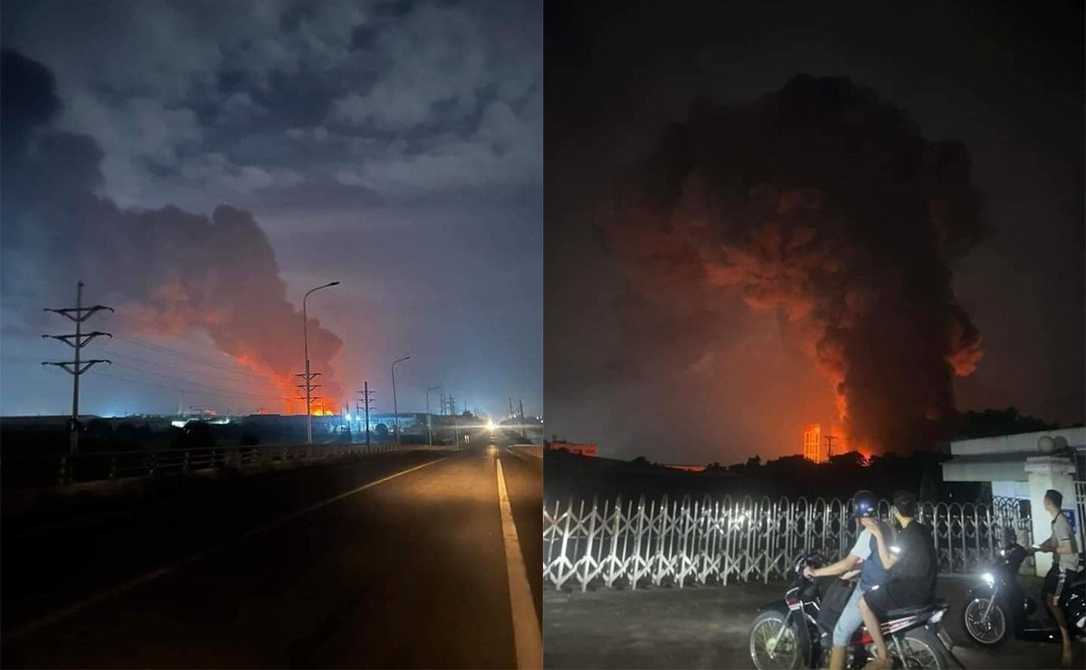 Cháy hàng nghìn m2 nhà xưởng tại Khu công nghiệp Khánh Phú, Ninh Bình