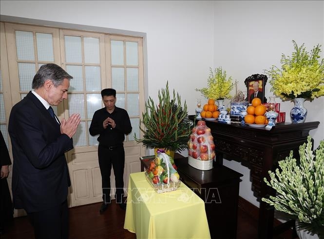 Ngoại trưởng Hoa Kỳ đến nhà Tổng Bí thư Nguyễn Phú Trọng chia buồn với gia quyến
