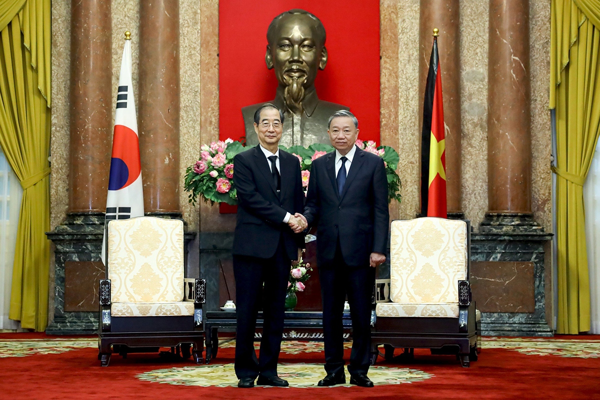 Chủ tịch nước Tô Lâm tiếp Thủ tướng Hàn Quốc Han Duck Soo