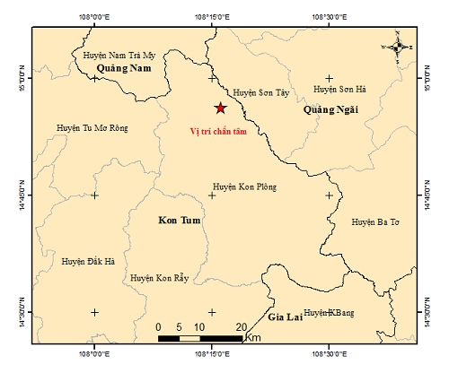 Kon Tum liên tiếp xảy ra 4 trận động đất