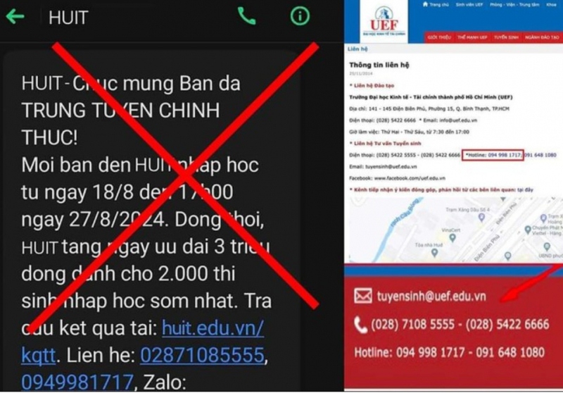 Tin nhắn nhập học đại học sớm nhận 3 triệu đồng là giả mạo