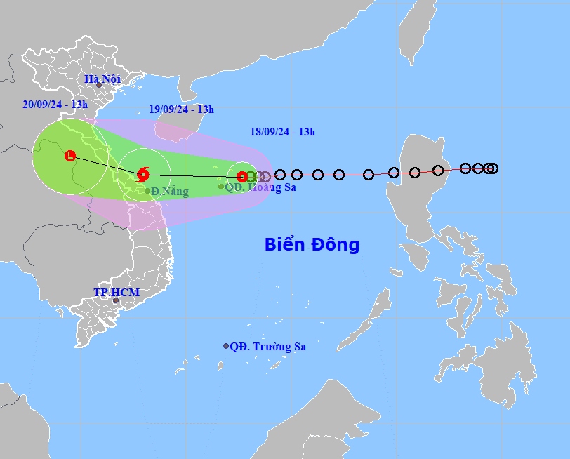 Áp thấp nhiệt đới đang hướng vào miền Trung, Bắc và Trung Trung Bộ có mưa rất to