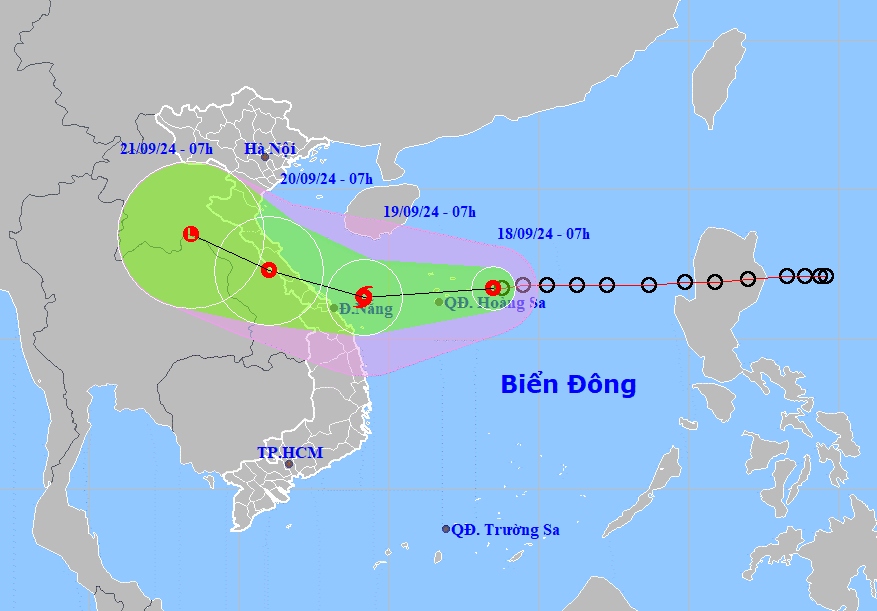 Dự báo trong 24 giờ tới, áp thấp nhiệt đới có khả năng mạnh lên thành bão