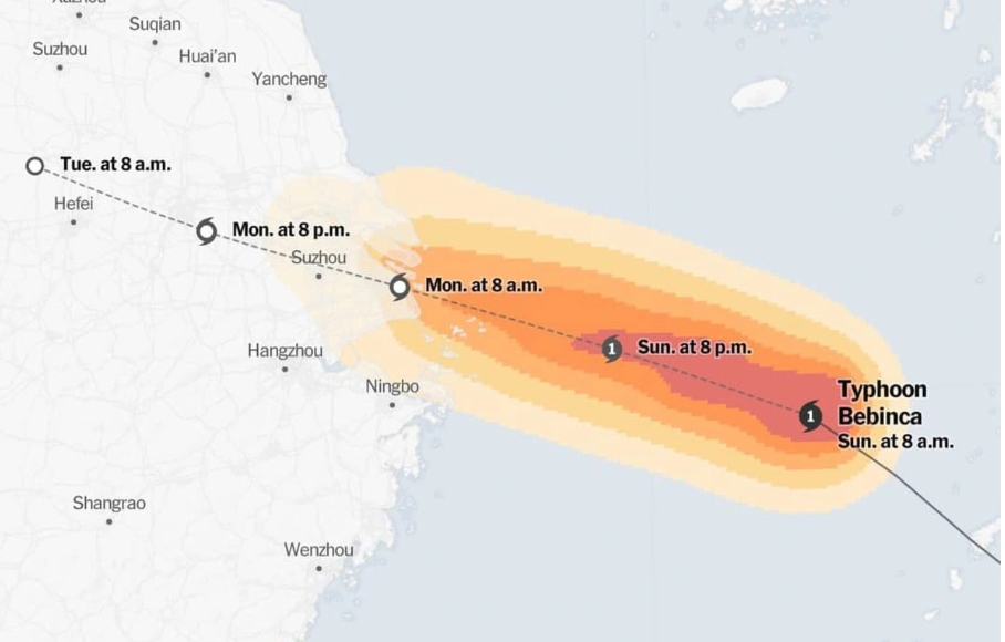 Bão Bebinca tăng cấp, sắp đổ bộ vào bờ biển phía Đông Nam Trung Quốc