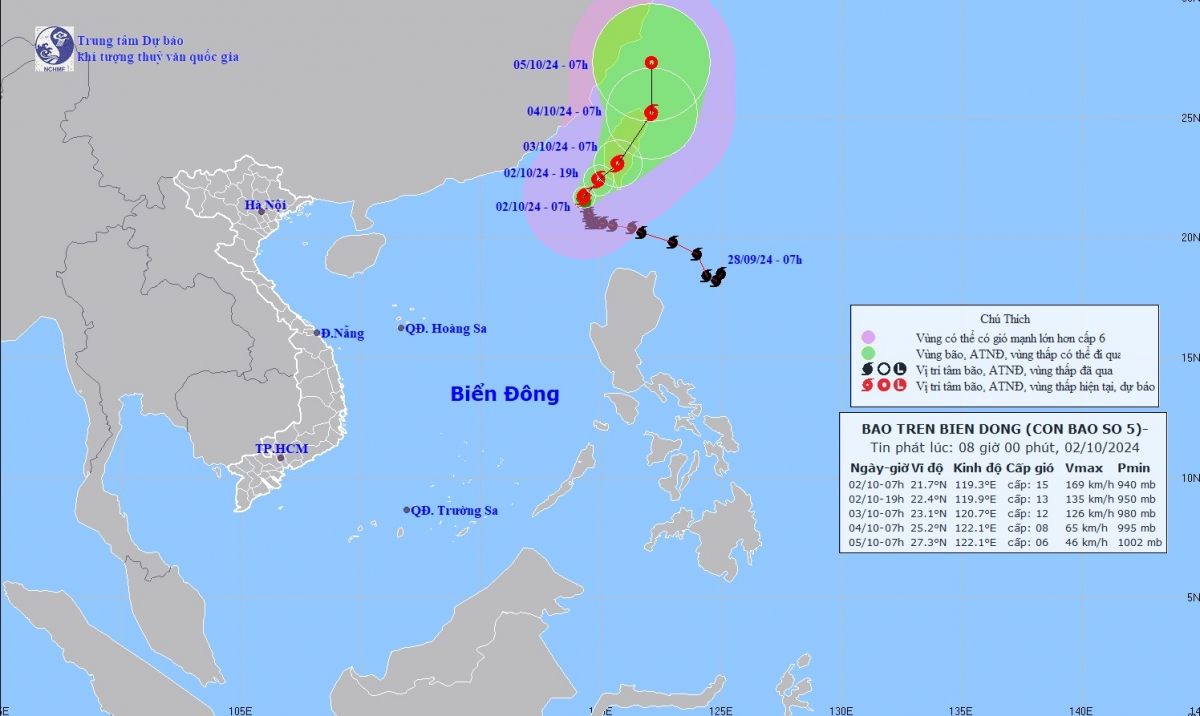 Bão số 5 không ảnh hưởng đến vùng ven biển và đất liền Việt Nam