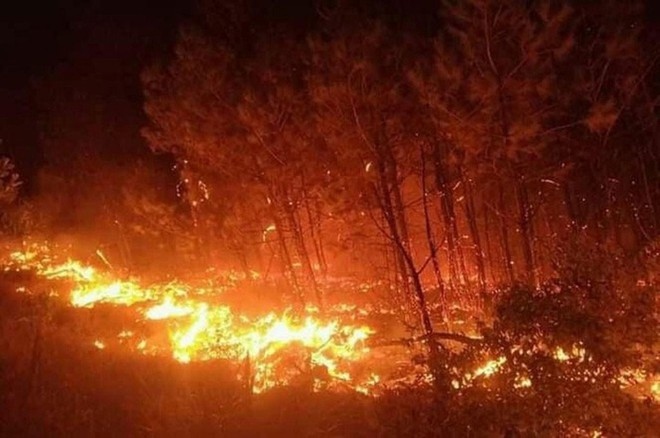 Ảnh: Lửa rừng rực, hàng nghìn người xuyên đêm dập lửa cứu rừng