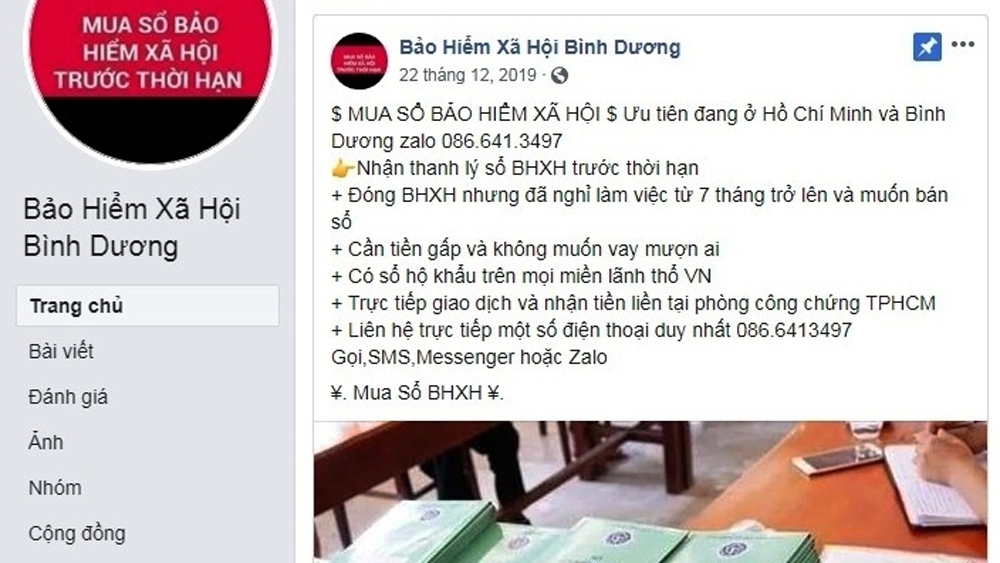 Mạo danh cơ quan bảo hiểm xã hội thu mua sổ bảo hiểm trục lợi