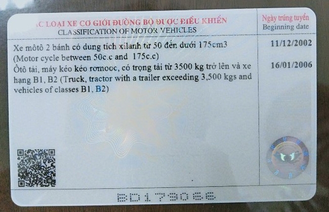 Từ 1/6 bằng lái xe sẽ phải có mã QR