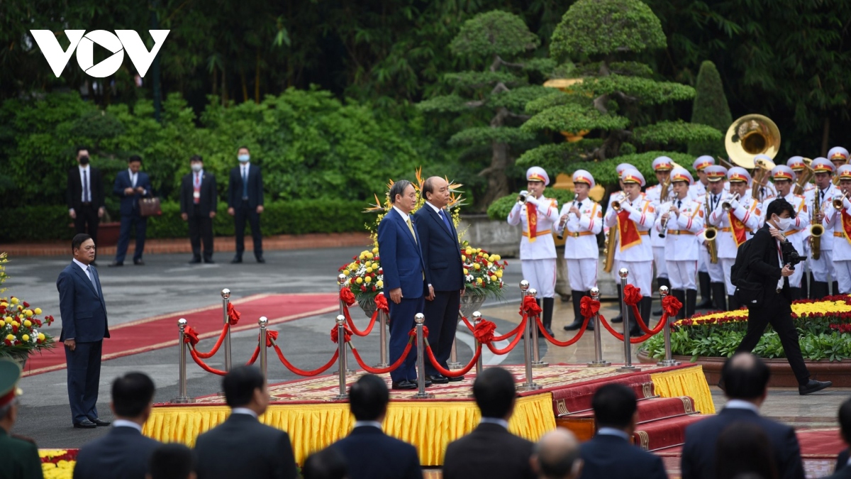 Lễ đón Thủ tướng Nhật Bản thăm chính thức Việt Nam. Ảnh: Trần Khánh/VOV.VN