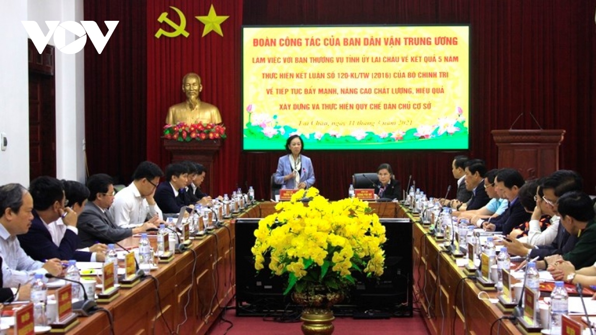 Trưởng Ban Dân vận Trung ương Trương Thị Mai làm việc tại Lai Châu