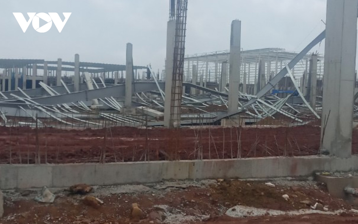 Đổ sập công trình Khu nhà xưởng dệt kim Texhong ở Quảng Ninh
