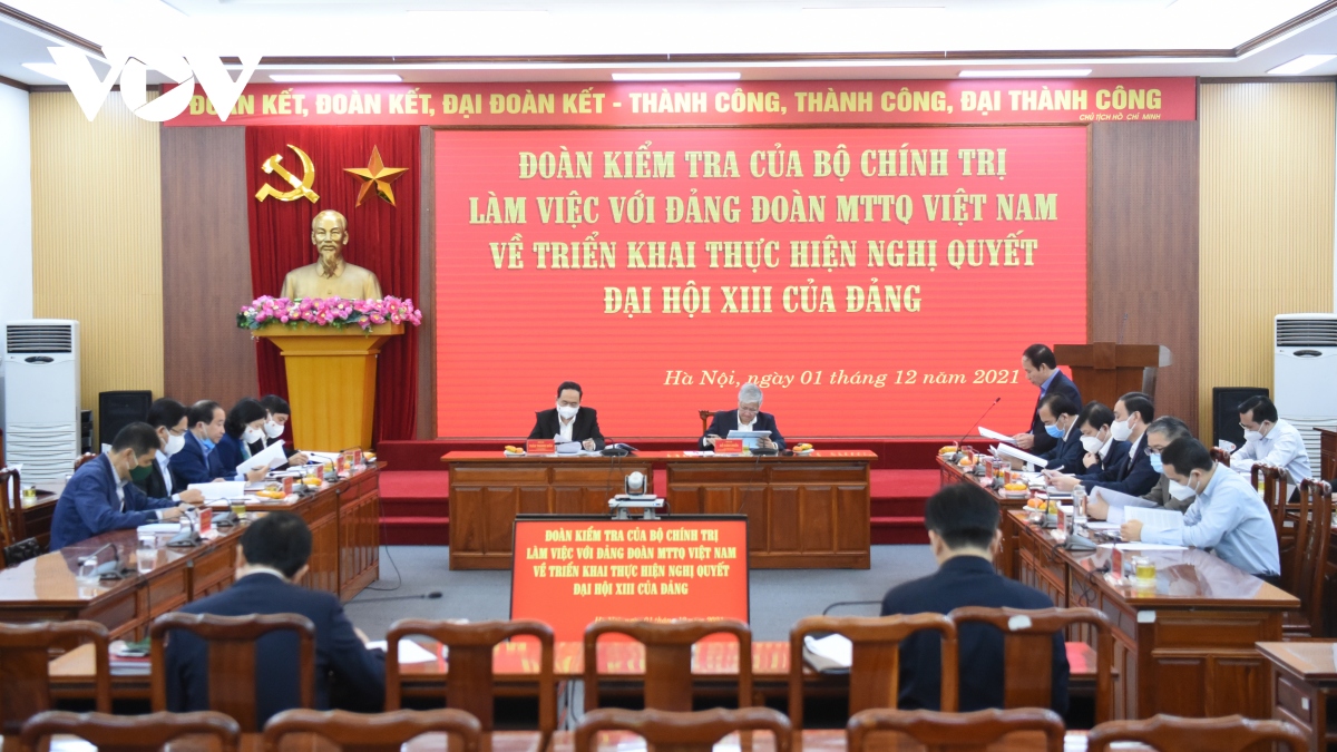 Đoàn Kiểm tra của Bộ Chính trị làm việc với Đảng Đoàn MTTQ Việt Nam