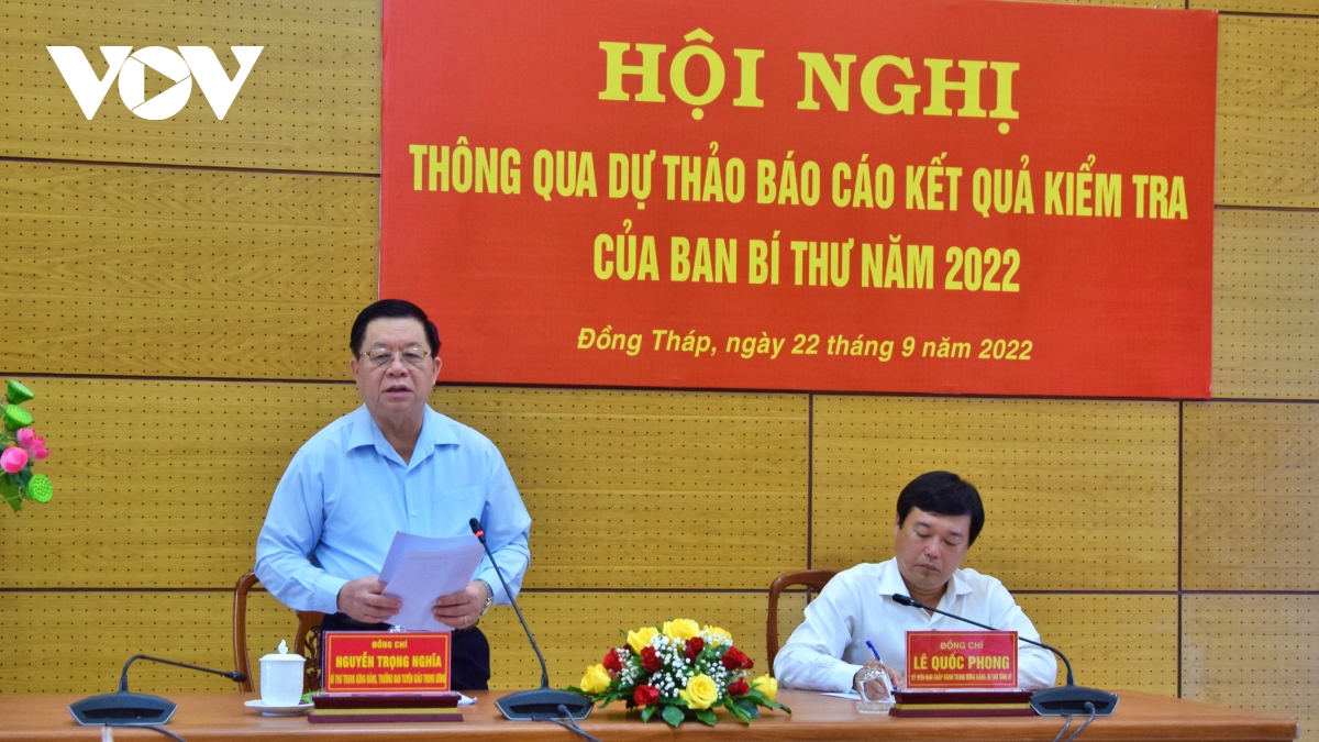 Trưởng Ban Tuyên giáo Trung ương Nguyễn Trọng Nghĩa làm việc với tỉnh Đồng Tháp