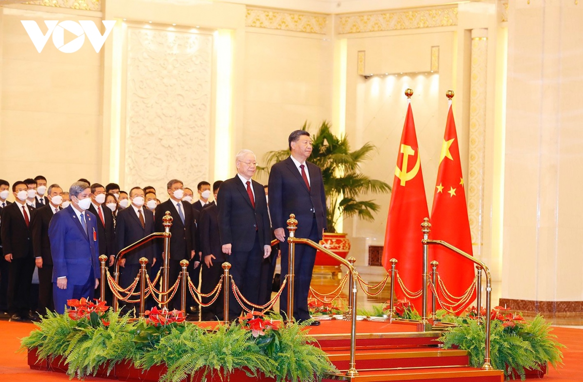Toàn cảnh lễ đón chính thức, hội đàm giữa Tổng Bí thư Việt Nam - Trung Quốc
