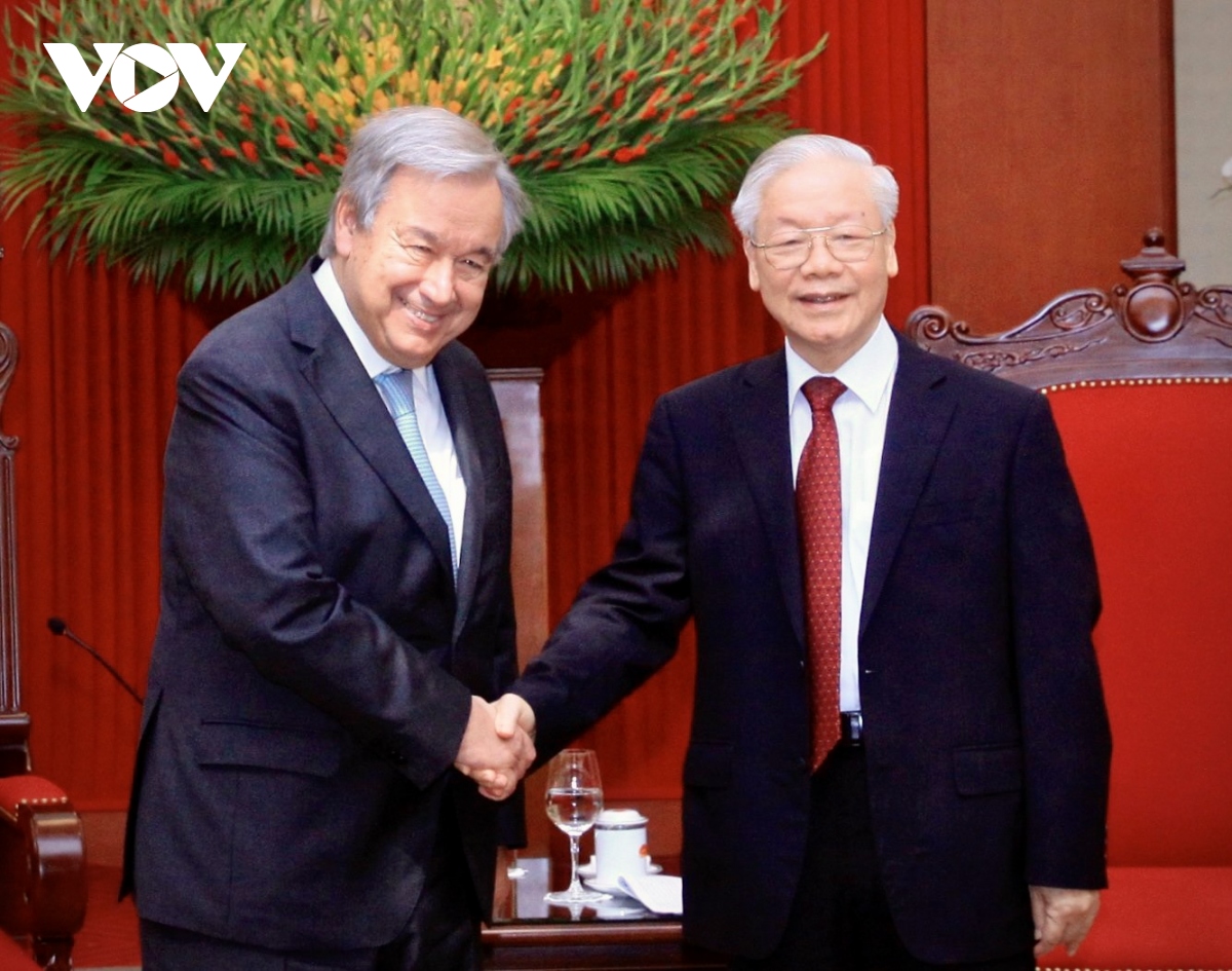 Tổng bí thư Nguyễn Phú Trọng tiếp Tổng thư ký Liên Hợp Quốc António Guterres