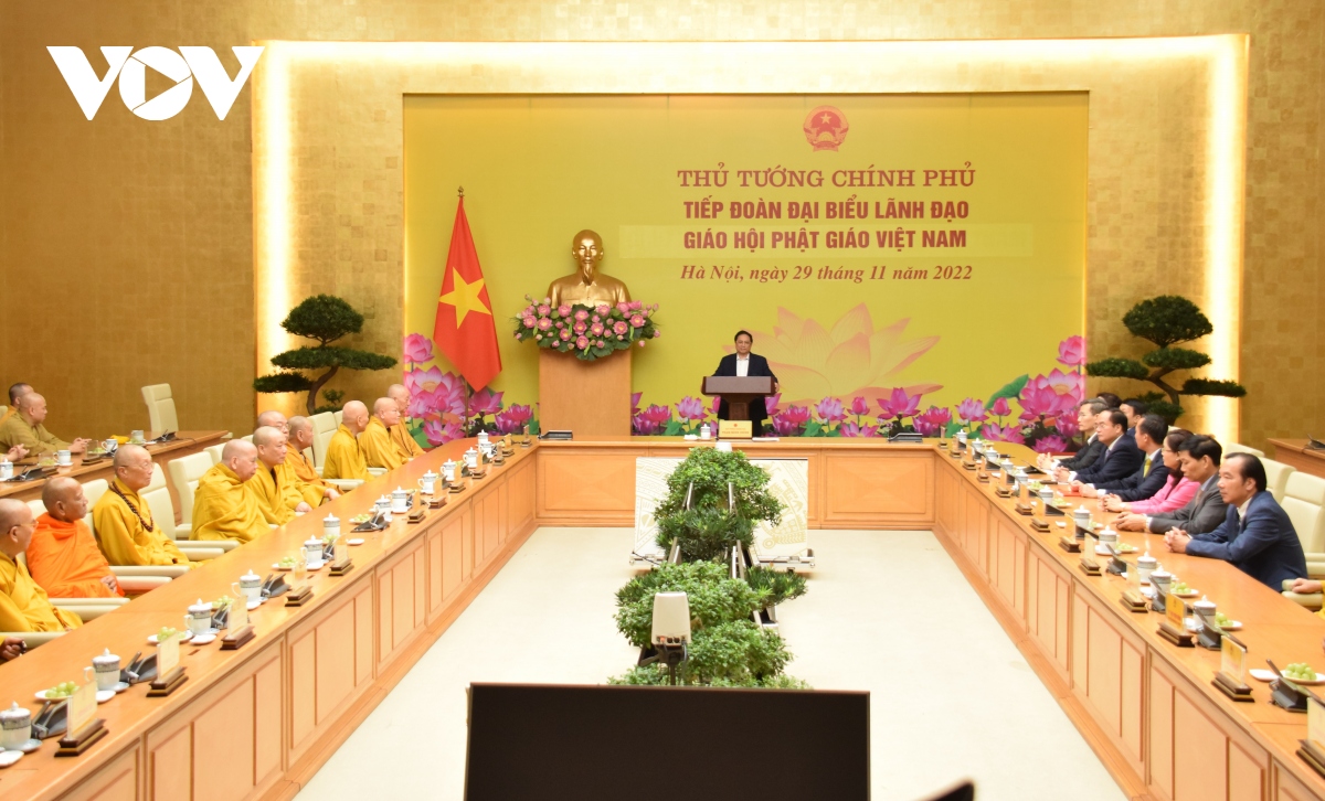 Thủ tướng Phạm Minh Chính tiếp đoàn Giáo hội Phật giáo Việt Nam