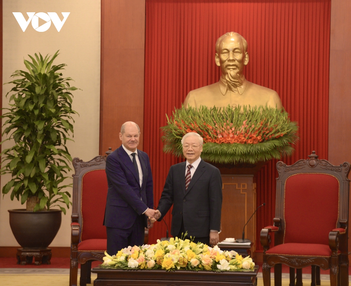 Tổng Bí thư Nguyễn Phú Trọng tiếp Thủ tướng Đức Olaf Scholz 