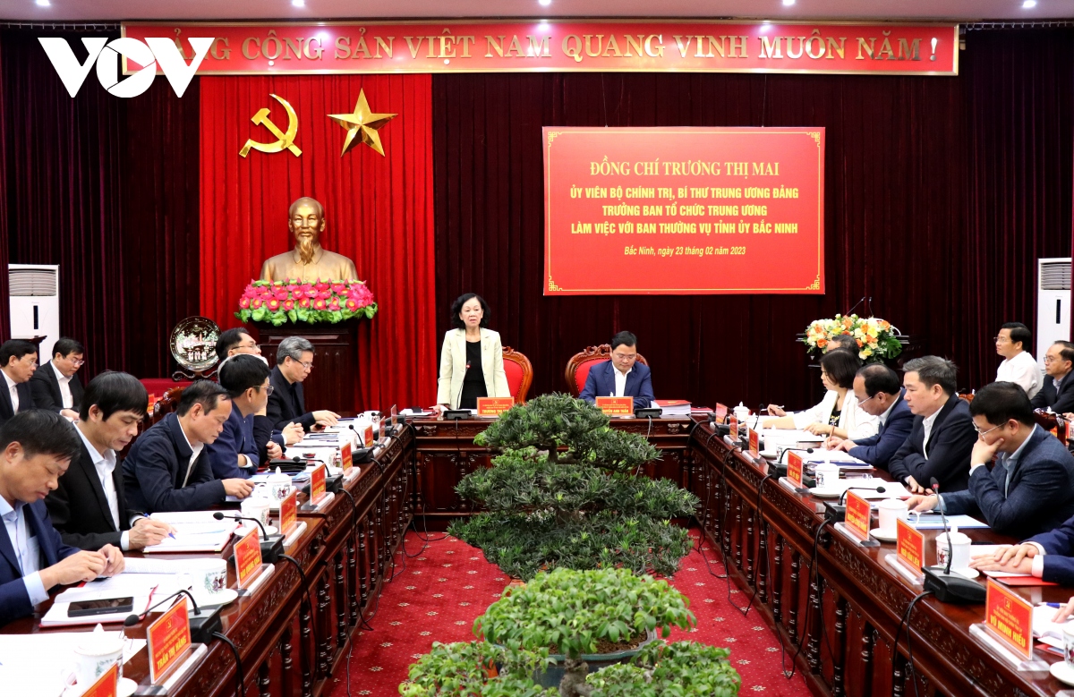 Trưởng Ban Tổ chức Trung ương làm việc với tỉnh Bắc Ninh về công tác xây dựng Đảng