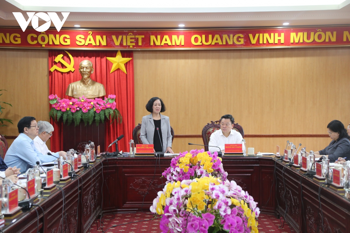 Thường trực Ban Bí thư Trương Thị Mai làm việc với Ban Thường vụ Tỉnh ủy Bắc Kạn