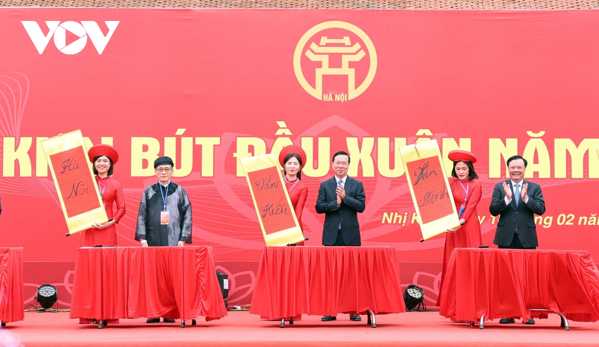 Chủ tịch nước Võ Văn Thưởng dự khai bút đầu xuân tại Hà Nội