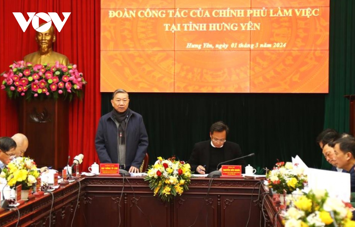 Bộ trưởng Tô Lâm làm việc với tỉnh Hưng Yên về tình hình sản xuất kinh doanh