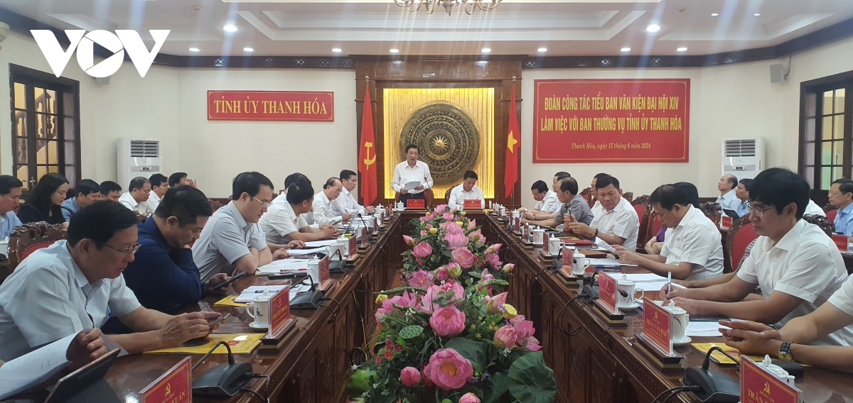 Đoàn Tiểu ban Văn kiện Đại hội XIV của Đảng làm việc với Tỉnh ủy Thanh Hóa