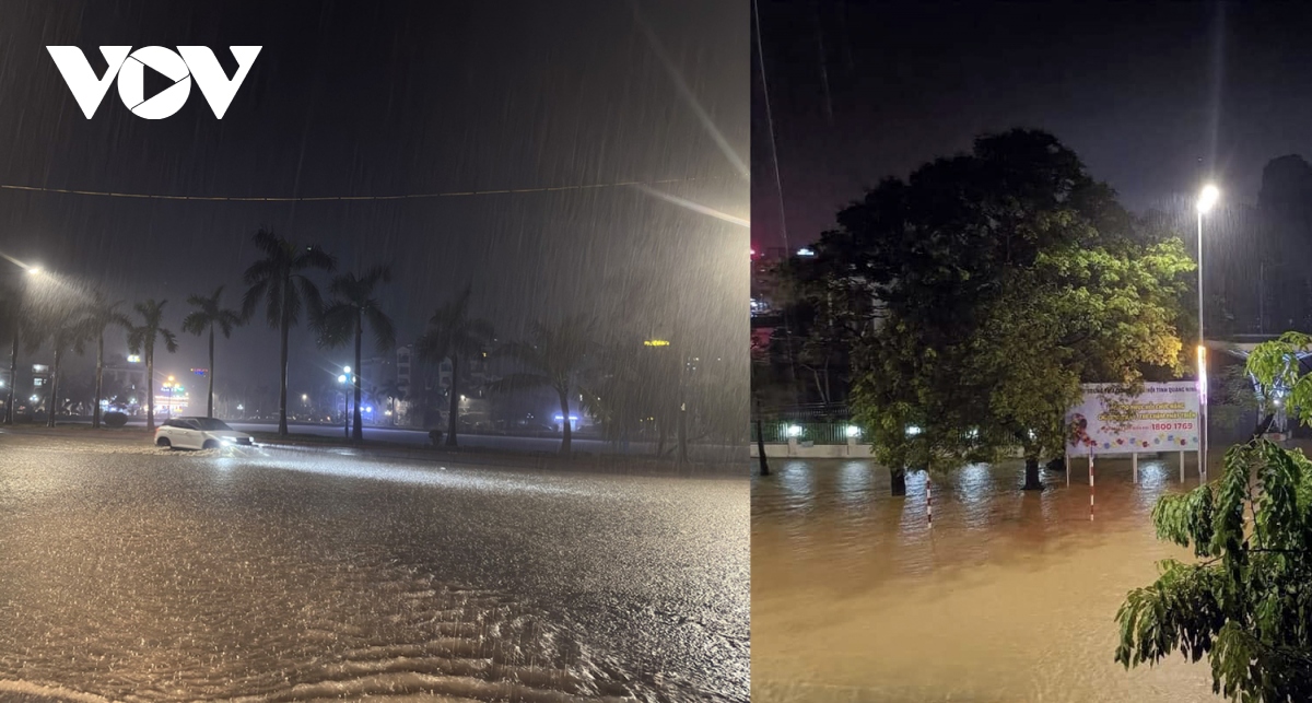 Thành phố Hạ Long (Quảng Ninh) ngập úng nhiều nơi sau mưa lớn kéo dài