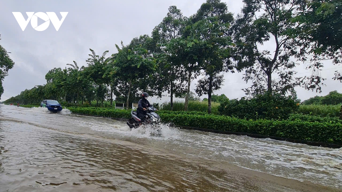 Hậu Giang xảy ra mưa lớn, triều cường gây ngập lụt cục bộ